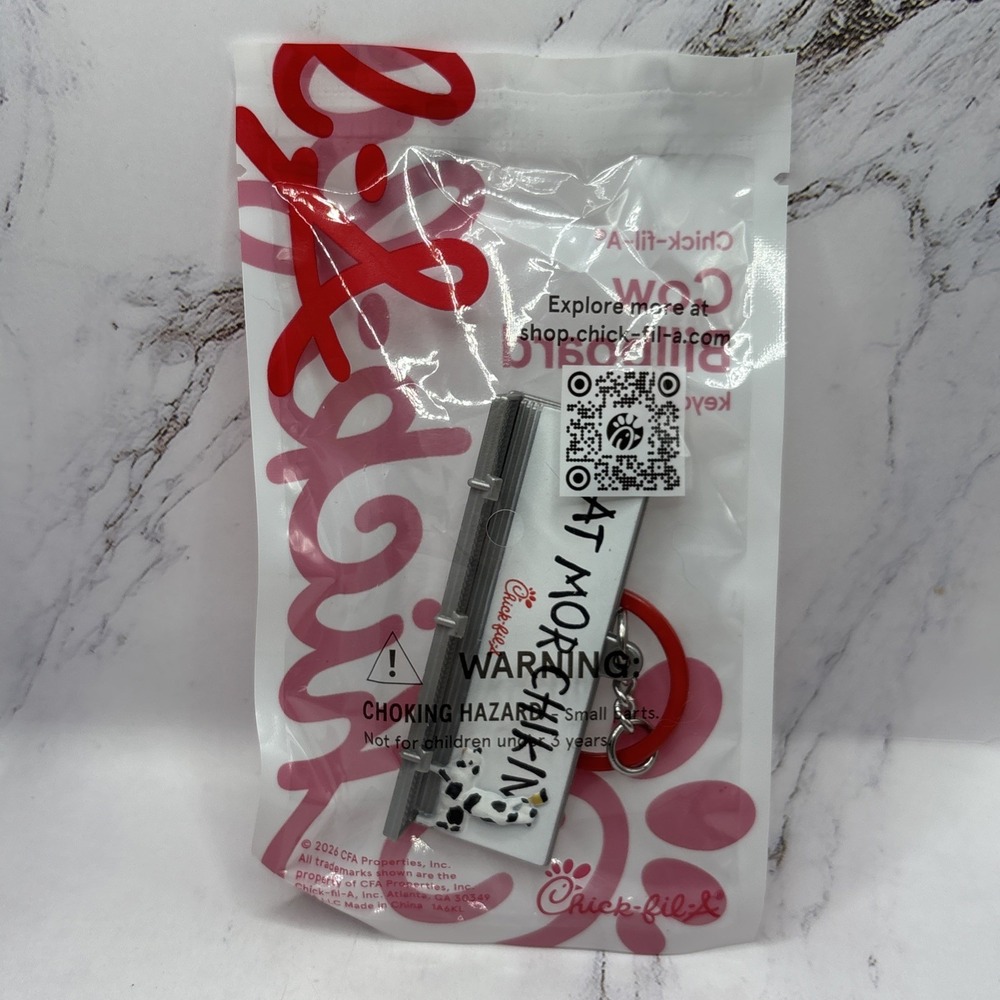 2026 Chick-fil-A Cow Billboard Keychain LIMITED EDITION New Sealed Package